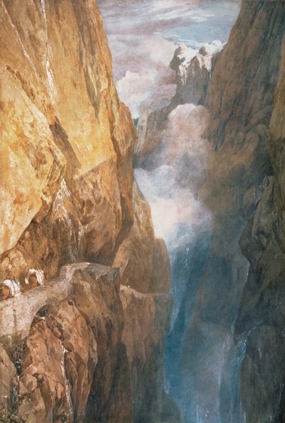 デビルズブリッジからの聖ゴッタルド山の通路、1804年（紙にトイレ） 作： Joseph Mallord William Turner