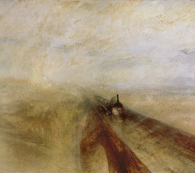 レインスチームアンドスピード、グレートウエスタンレイルウェイ、1844年以前に塗装 作： Joseph Mallord William Turner