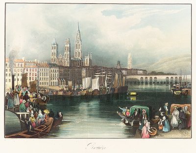 ルーアン（フランス）。リトグラフ（33x46.9cm）ジョセフ・マロード・ウィリアム・ターナー（1775-1851）作 作： Joseph Mallord William Turner