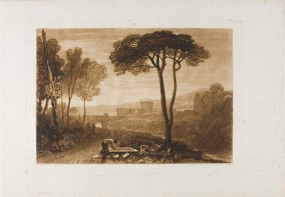 コンパニオンのシーン、Book of Studies のプレート 38 作： Joseph Mallord William Turner