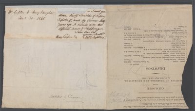 カタログページの2隻の船のスケッチ、1823年 作： Joseph Mallord William Turner