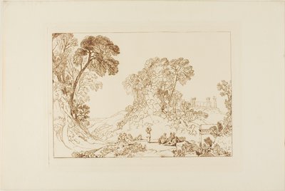 エギナ島のユピテル神殿、Liber Studiorumより、プレート77 作： Joseph Mallord William Turner