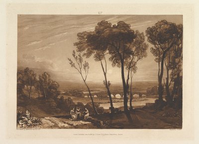 中距離の橋Liber Studiorum、パートIII、プレート13、1808年6月10日。 作： Joseph Mallord William Turner