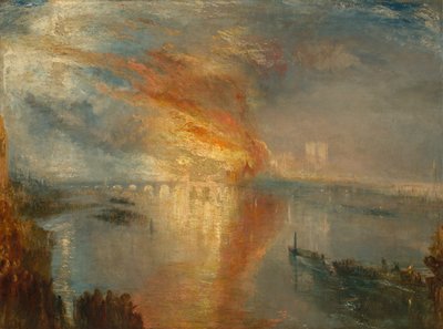 貴族院と下院のバーニング、1834年10月16日、1835年。 作： Joseph Mallord William Turner