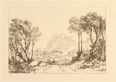 Meadows Liber Studiorum、パートII、プレート8、1808の上の城。 作： Joseph Mallord William Turner