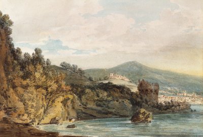 ヴィエトリの下の海岸、遠くのサレルノ、トレクレスタレッラの上に見える城 作： Joseph Mallord William Turner