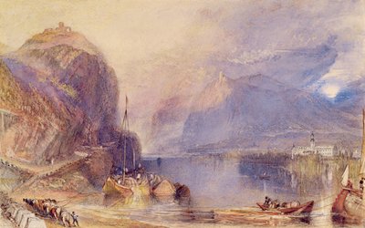 ドラッヘンフェルス、ドイツ、1823-24年頃（紙に水彩、鉛筆の上にボディーカラー、削り出し） 作： Joseph Mallord William Turner