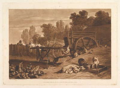 1809年3月29日、コックリーバースタジオラムの農場ヤード、パートIV、プレート17、3月29日。 作： Joseph Mallord William Turner