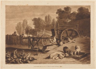 雄鶏のいる農家の庭 作： Joseph Mallord William Turner