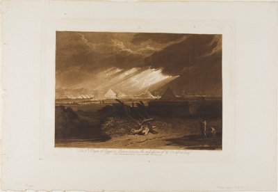 エジプトの第 5 の疫病、Liber Studiorum のプレート 16 作： Joseph Mallord William Turner