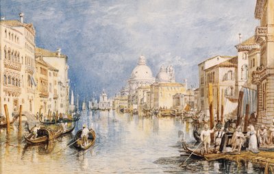 ヴェネツィアの大運河、1818年頃のゴンドラと手前の人物 作： Joseph Mallord William Turner