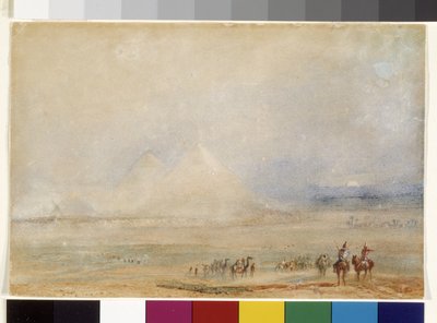 ギゼのピラミッド、1832年頃（白い紙に水彩画） 作： Joseph Mallord William Turner