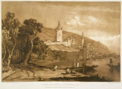 1816年にトーマスホゲッツによって彫刻された「リバスタジオラム」のトゥーンの町 作： Joseph Mallord William Turner