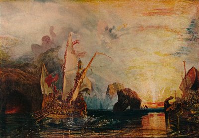 ポリフェムスを冒とくユリシーズ-ホーマーズオデッセイ、1829年、1911年 作： Joseph Mallord William Turner
