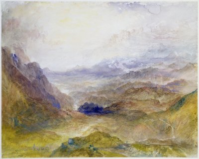 アルプス渓谷、おそらくヴァルダオスタに沿って見る 作： Joseph Mallord William Turner