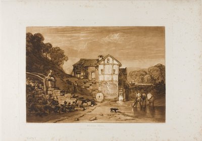 水車小屋、Liber Studiorum のプレート 37 作： Joseph Mallord William Turner