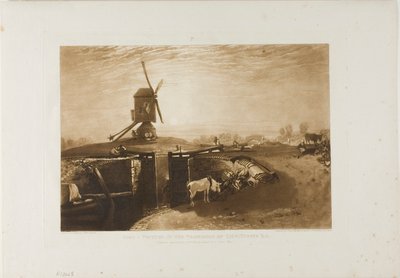 風車と水門、Liber Studiorum のプレート 27 作： Joseph Mallord William Turner