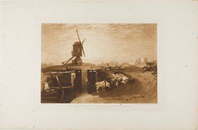 風車と水門、Liber Studiorum のプレート 27 作： Joseph Mallord William Turner