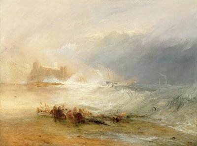 レッカー車-ノーサンバーランドの海岸、1834年、沖合の船を支援する蒸気船 作： Joseph Mallord William Turner