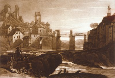 F.31.Iライン川のラウフェンブール、リベルスタジオラムから、T。ホジェット、1811年に彫刻 作： after Joseph Mallord William Turner