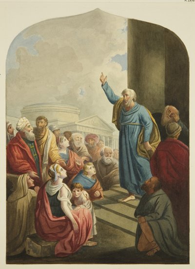 セント・ポール教会の祭壇画（鉛筆・水彩・紙 作： Joseph Manning