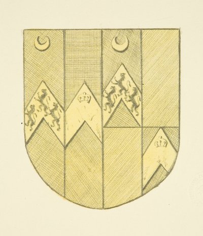 St Mary Redcliffeの真鍮プレートに描かれたBrook(e?)の紋章（水彩・紙 作： Joseph Manning