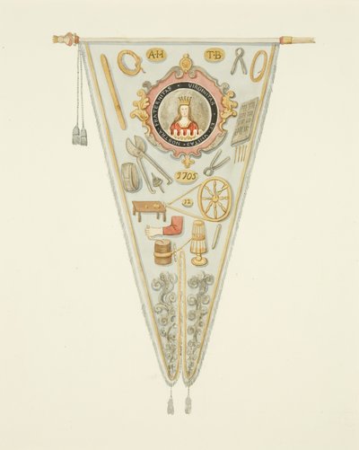 ブリストルのピンメーカーズカンパニーの旗、1833年頃（鉛筆、水彩、ボディカラー、紙 作： Joseph Manning