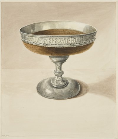 メイザー・ボウルとタッツァを連結したもの（紙に水彩画 作： Joseph Manning