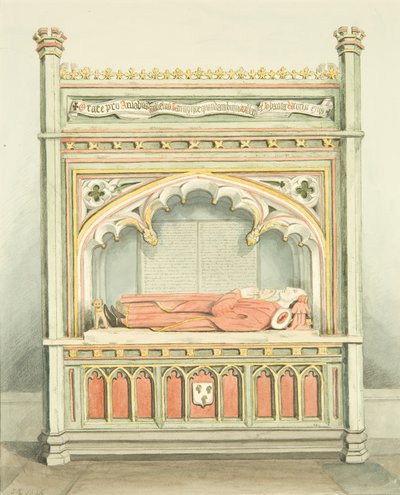 St Mary RedcliffeのWilliam Canyngesの記念碑（紙に水彩画 作： Joseph Manning