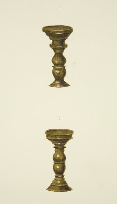 交換の前の2本の柱（釘）（紙に水彩画 作： Joseph Manning