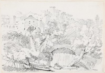 イタリアのヒルタウン近くの滝 作： Joseph Marie Vien