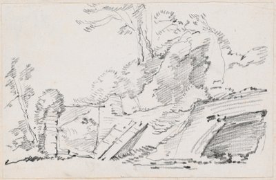 廃墟の門のある古代の壁 作： Joseph Marie Vien