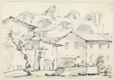 フォロの北側にある住宅とマクセンティウスのバシリカ 作： Joseph Marie Vien