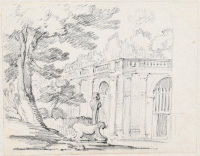 イタリア式庭園のロッジアと彫像 作： Joseph Marie Vien
