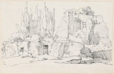 ヒノキの木立のあるローマ時代の遺跡 作： Joseph Marie Vien