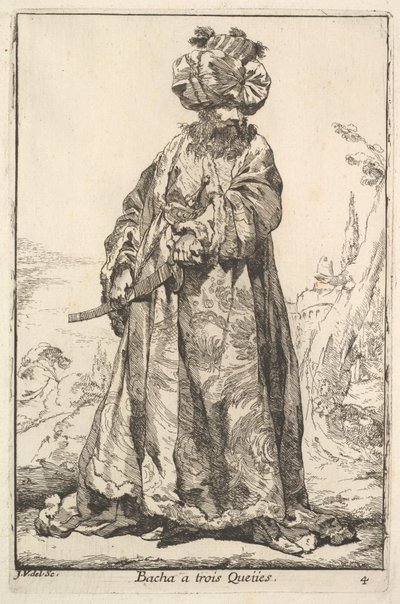 腰の剣を両手で握るパシャ、シリーズ「スルタンのキャラバン」より、1748年。 作： Joseph Marie Vien the Elder