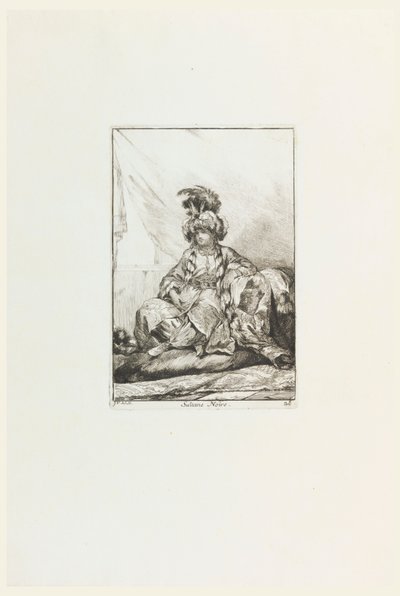 Sultane Noire (The Black Sultana)、シリーズ Caravanne du Sultan à la Mecque (メッカへのスルタンのキャラバン) のプレート 28 作： Joseph Marie Vien the Elder