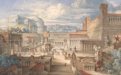 古代ローマの情景：ティトゥス・アンドロニクスの舞台 I, II 作： Joseph Michael Gandy