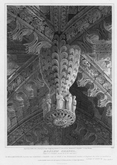 ロズリンチャペル、ペンダントとイーストエンドの股間のビュー、S。ノーブルの彫刻、1810年 作： Joseph Michael Gandy