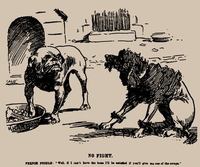 ノーファイト。 1898 年のファショダ事件に関する漫画。 作： Joseph Morewood Staniforth