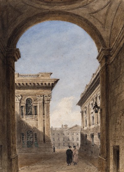 カンタベリーゲートとクライストチャーチクワッド、オックスフォード、1833年（紙にトイレ） 作： Joseph Murray Ince