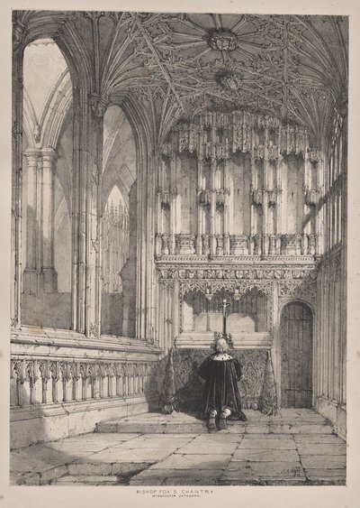 中世の建築: フォックス司教の Chantry、ウィンチェスター大聖堂 作： Joseph Nash