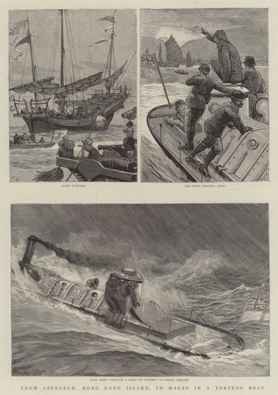 魚雷船で香港島アバディーンからマカオへ 作： Joseph Nash