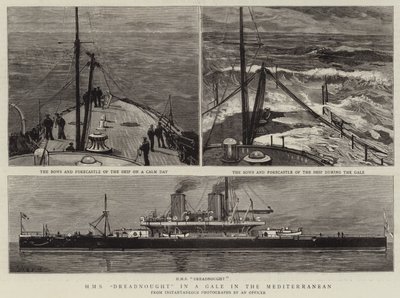 地中海の強風の中のHMSドレッドノート 作： Joseph Nash