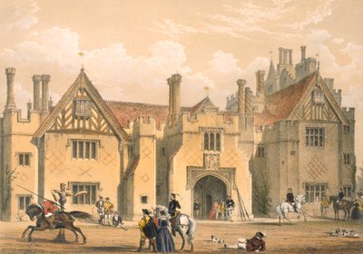 馬上槍試合の練習、Compton Wynyates、ワーウィック、1600 年代半ば。 作： Joseph Nash
