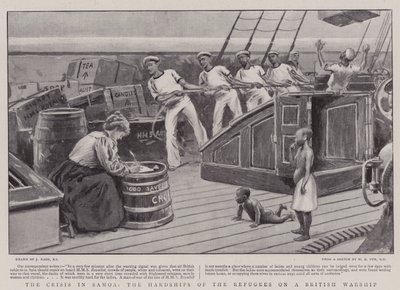 サモアの危機、イギリス軍艦の難民の苦難 作： Joseph Nash