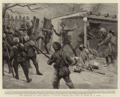 チトラル砦の防御、鉱山を爆破する包囲戦中の出撃 作： Joseph Nash
