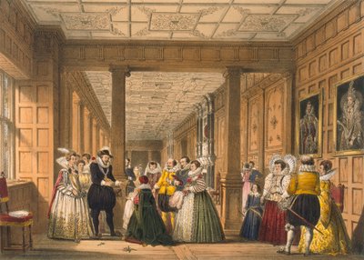 ハットフィールド ハウスのギャラリー、ハートフォードシャー、パブ。 1838年。 作： Joseph Nash