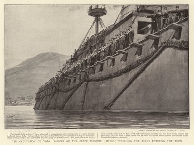 ヴォルクの占領、ギリシャ軍艦ハイドラの船員、トルコ人が町に入るのを見守る 作： Joseph Nash