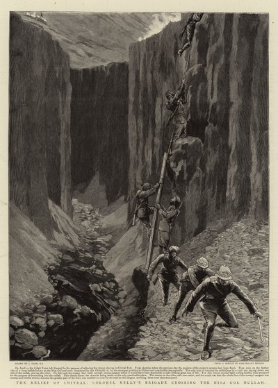 チトラルの救済、ケリー大佐の旅団、ニサゴルヌラを横断 作： Joseph Nash